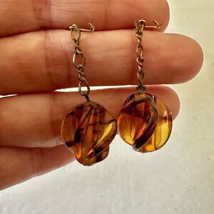 Amber tone chain drop earrings